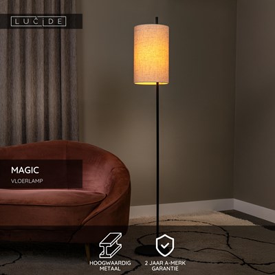 Lucide MAGIC - Vloerlamp - Ø 24 cm - 1xE27 - Zwart